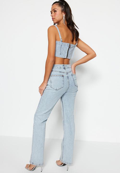 Trendyol - High rise bootcut jeans - blue