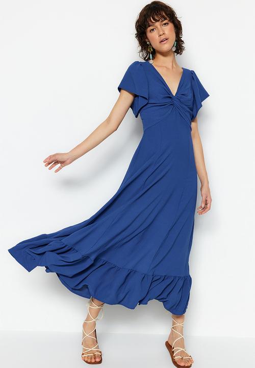 Trendyol - Short bell sleeve a-line maxi dress - indigo