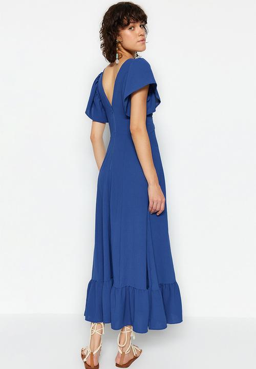 Trendyol - Short bell sleeve a-line maxi dress - indigo