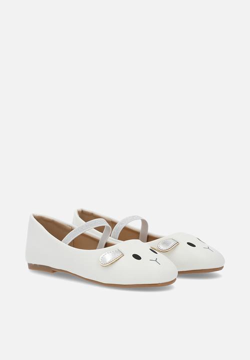Pop Candy - Girls novelty pumps - white & silver
