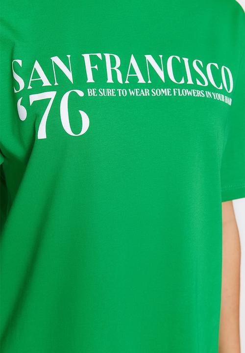 Trendyol - Slogan boyfriend t-shirt - green