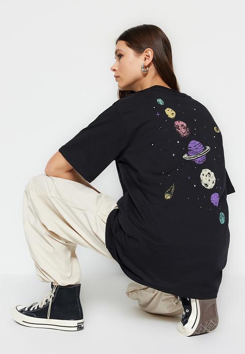 Trendyol - Basic boyfriend graphic t-shirt - black