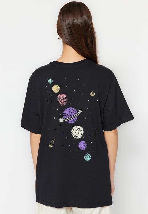 Trendyol - Basic boyfriend graphic t-shirt - black