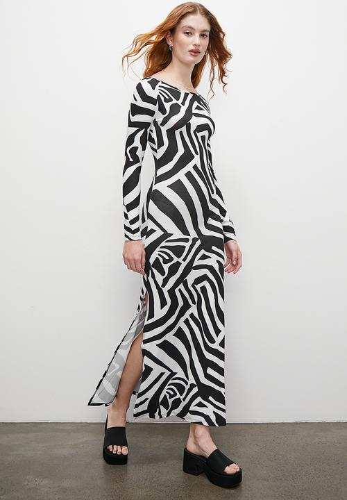 Superbalist - Open back column dress - zebra geo