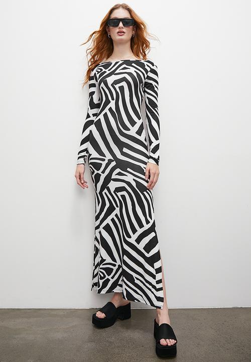 Superbalist - Open back column dress - zebra geo