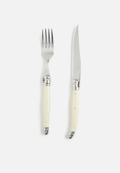 André Verdier - 12 pc steak knives & forks set - ivory