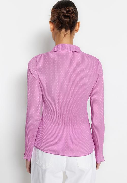 Trendyol - Polka dot fitted shirt - lilac
