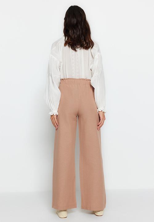Trendyol - Wide leg drawstring trousers - mink