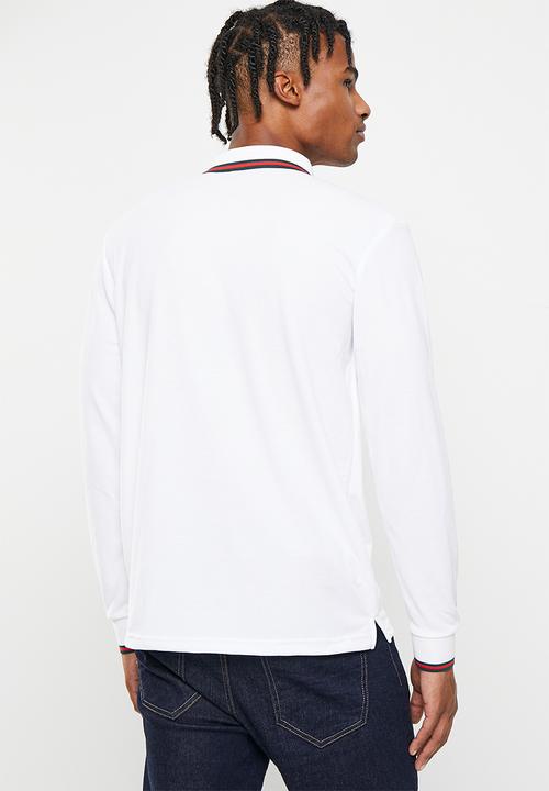 basicthread - Tipped l/s knitwear golfer - white