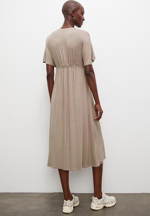 Superbalist - Drawstring detail t-shirt dress - taupe