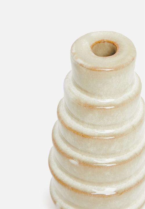 H&S - Reactive porcelain dinner candle holder - cream