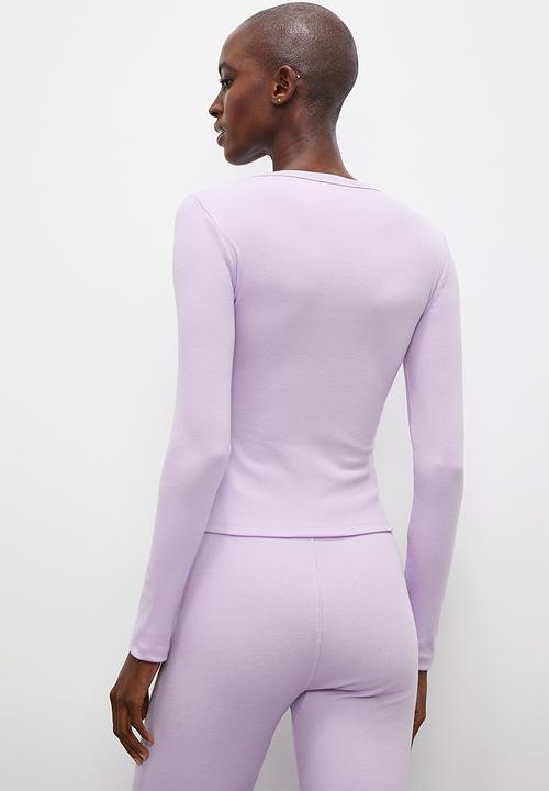 Superbalist - Long sleeve fitted rib tee - lilac
