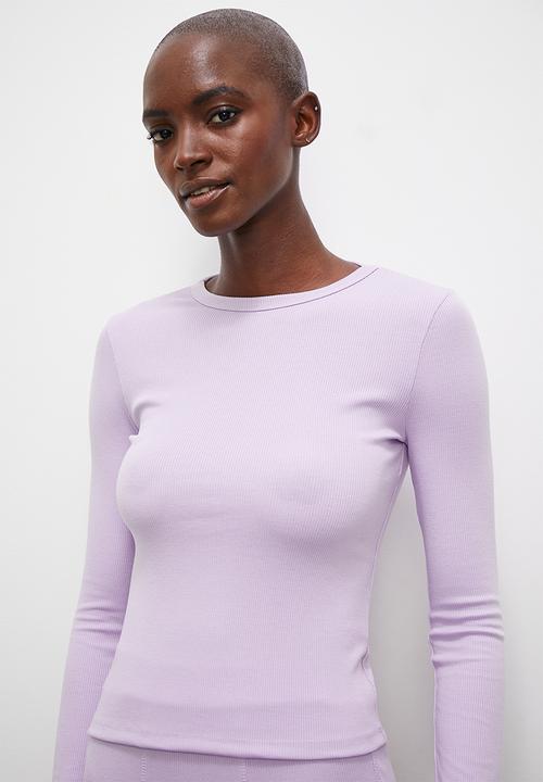 Superbalist - Long sleeve fitted rib tee - lilac