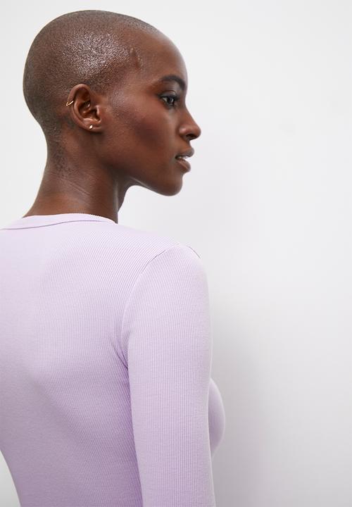 Superbalist - Long sleeve fitted rib tee - lilac