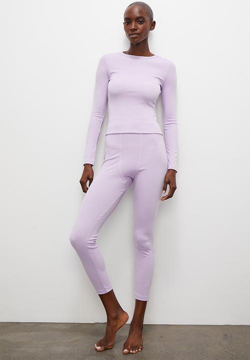 Superbalist - Long sleeve fitted rib tee - lilac