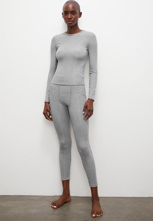 Superbalist - Long sleeve fitted rib tee - grey mel