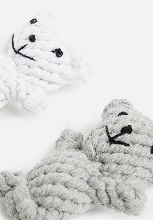 Pet Collection - Bear rope toy set - grey & white