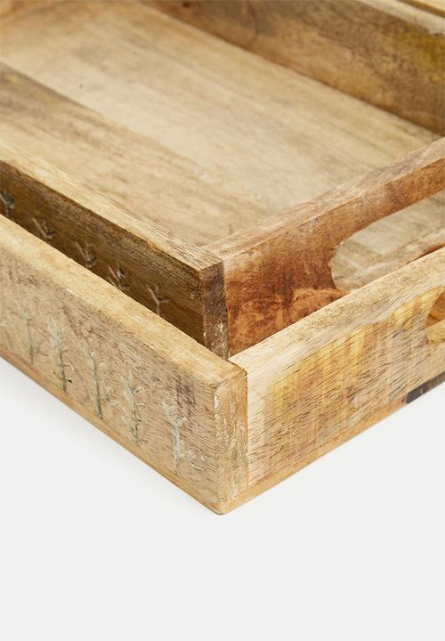 Excellent Houseware - Serving tray set - wood