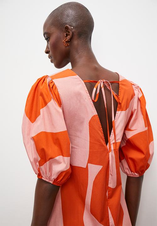 Superbalist - Puff sleeve midi dress - orange