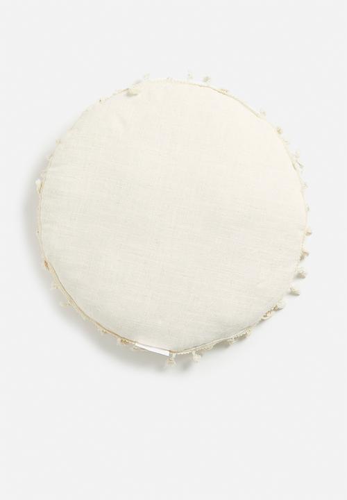 H&S - Outdoor tassel cushion - grey & stone