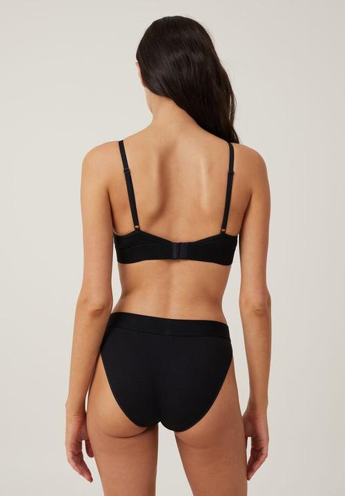 Cotton On - Organic cotton cross over padded bralette - black