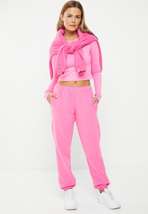 Cotton On - Plush gym track pant - strawberry pink