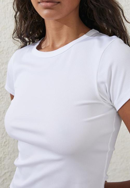 Cotton On - Active rib gym tshirt - white