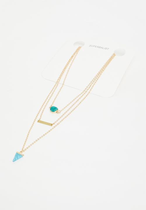 Superbalist - Olivia layered necklace - gold & blue
