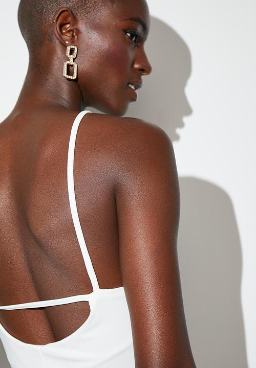 VELVET - Halter mini bodycon with slit - white