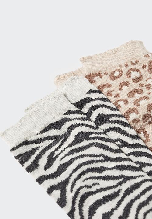 MANGO - Socks cebra - sand