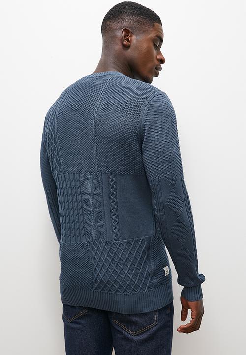 Superbalist - Regular fit long sleeve cable knit - navy