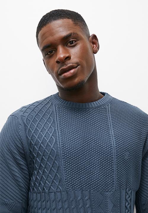 Superbalist - Regular fit long sleeve cable knit - navy