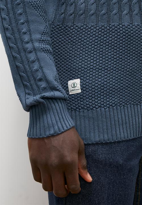 Superbalist - Regular fit long sleeve cable knit - navy