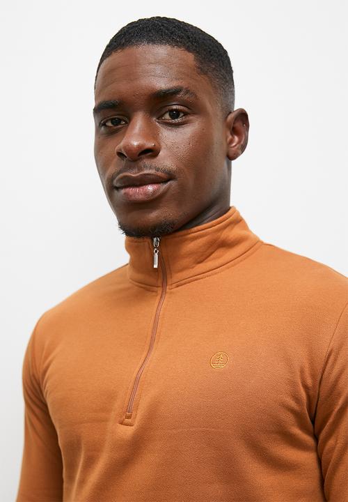 Lark & Crosse - Todd 1/4 zip thru pullover sweat top - amber