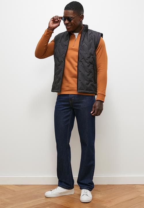 Lark & Crosse - Todd 1/4 zip thru pullover sweat top - amber
