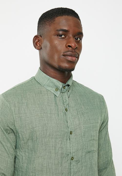 basicthread - Linen blend shirt - fatigue