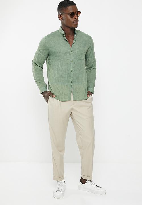basicthread - Linen blend shirt - fatigue