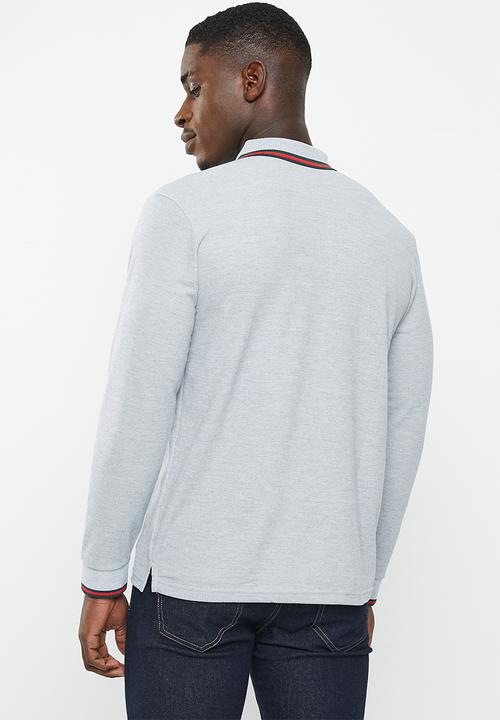 basicthread - Tipped long sleeve knitwear golfer - grey