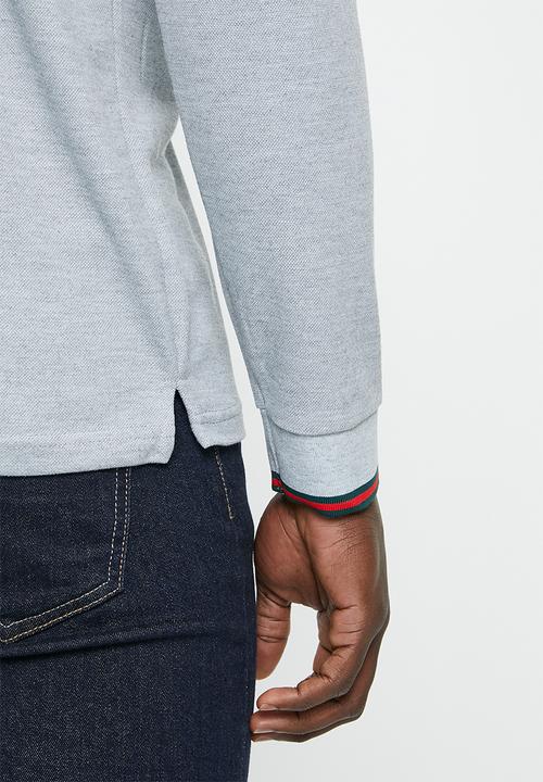 basicthread - Tipped long sleeve knitwear golfer - grey