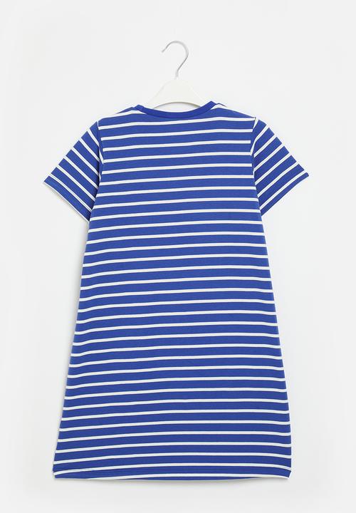 Pop Candy - Girls stripe dress - blue