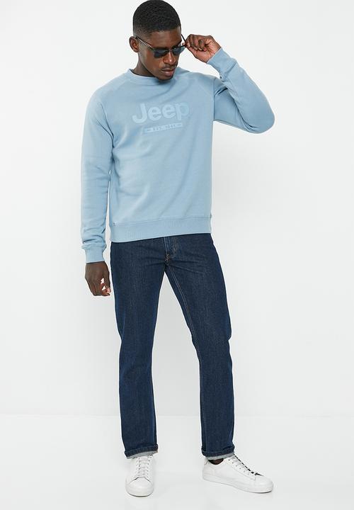 JEEP - High density print raglan crew neck - blue