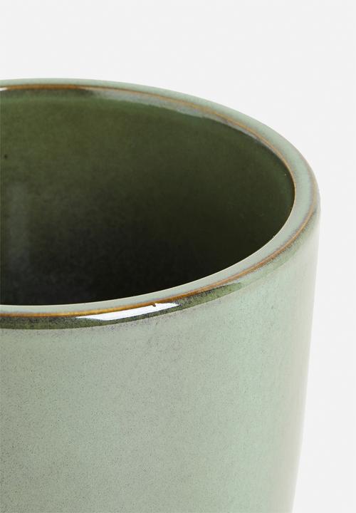H&S - Rooted porcelain flowerpot - green