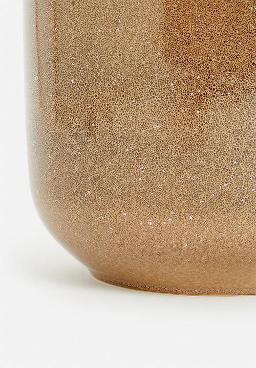 H&S - Rooted porcelain flowerpot - brown