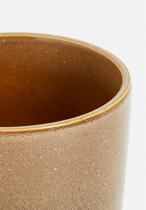 H&S - Rooted porcelain flowerpot - brown