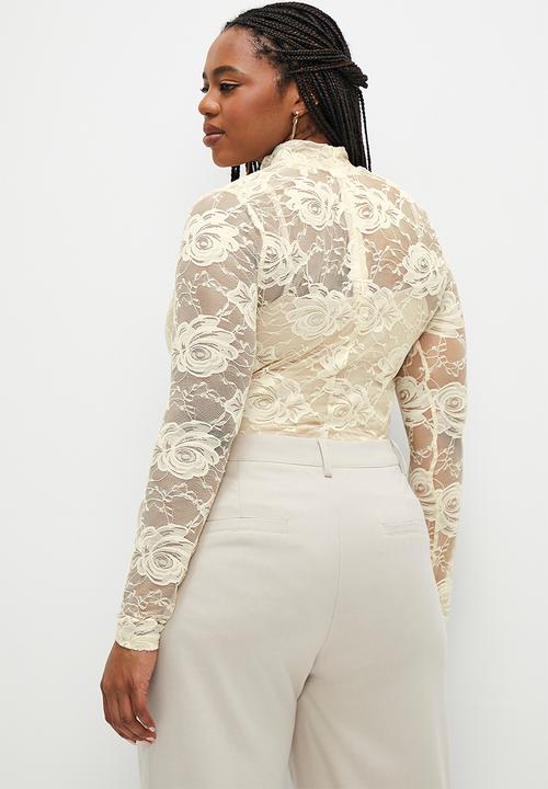 edit - Lace turtle neck - stone