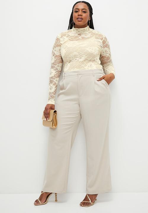 edit - Lace turtle neck - stone
