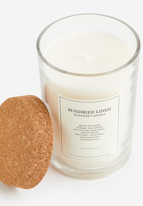 H&M - Large cork-lid scented candle - white/sundried linen