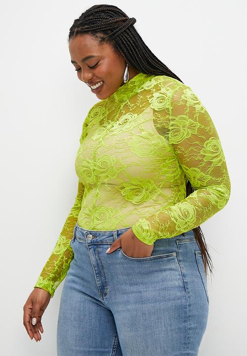 edit - Lace turtle neck - lime