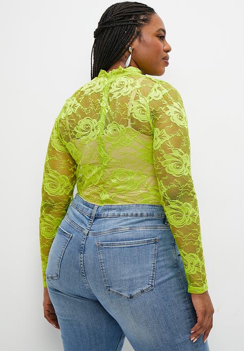edit - Lace turtle neck - lime