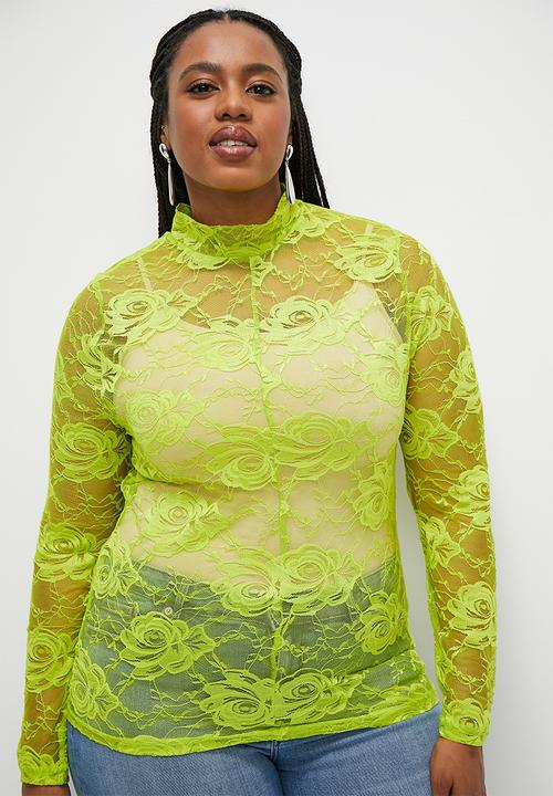 edit - Lace turtle neck - lime